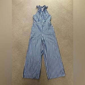 NWT J. Crew Striped Jumpsuit Halter Tie Women’s Size 6 Blue and White